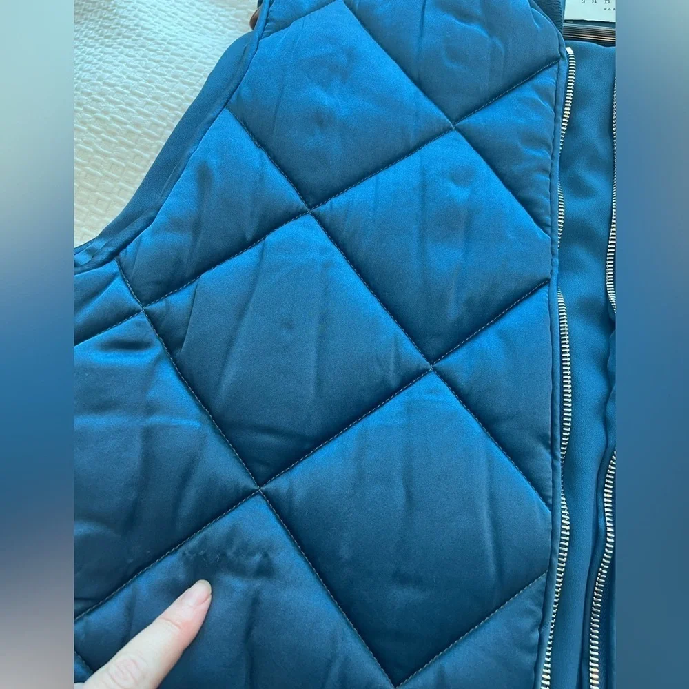 Sandro Blue Oversized Quilted Puffy Vest